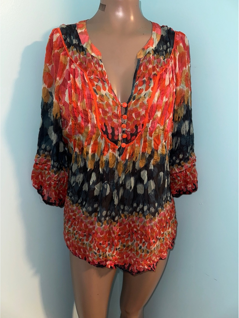 Wearable Art Boho Coquette Fairy Ya-Da VTG Blouse S 100% Silk
